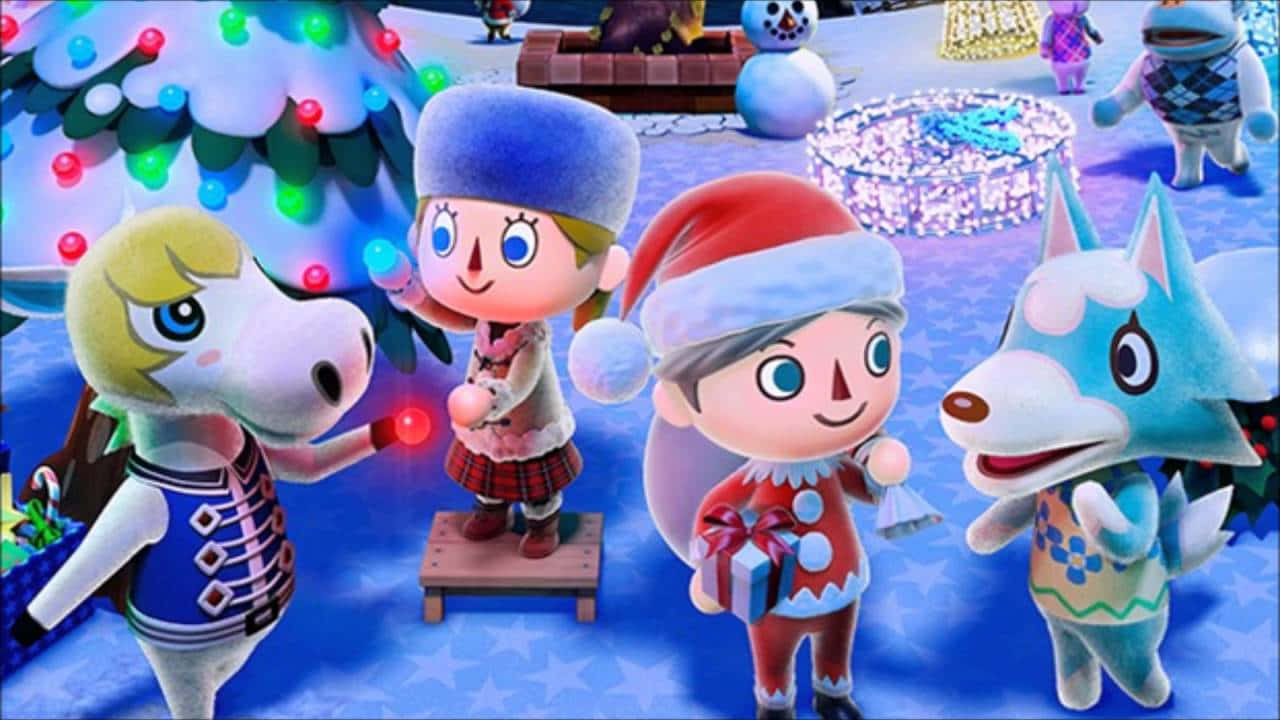 Animal Crossing Winter Blue White Background