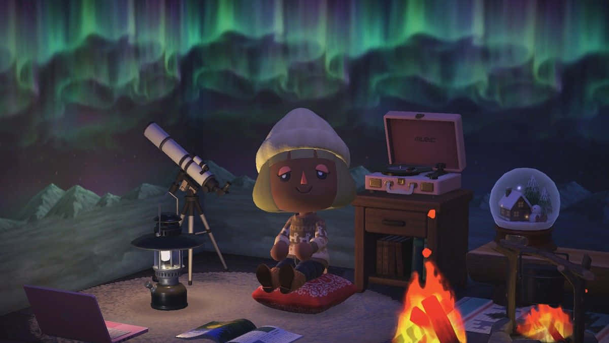 Animal Crossing Winter Bonfire Background