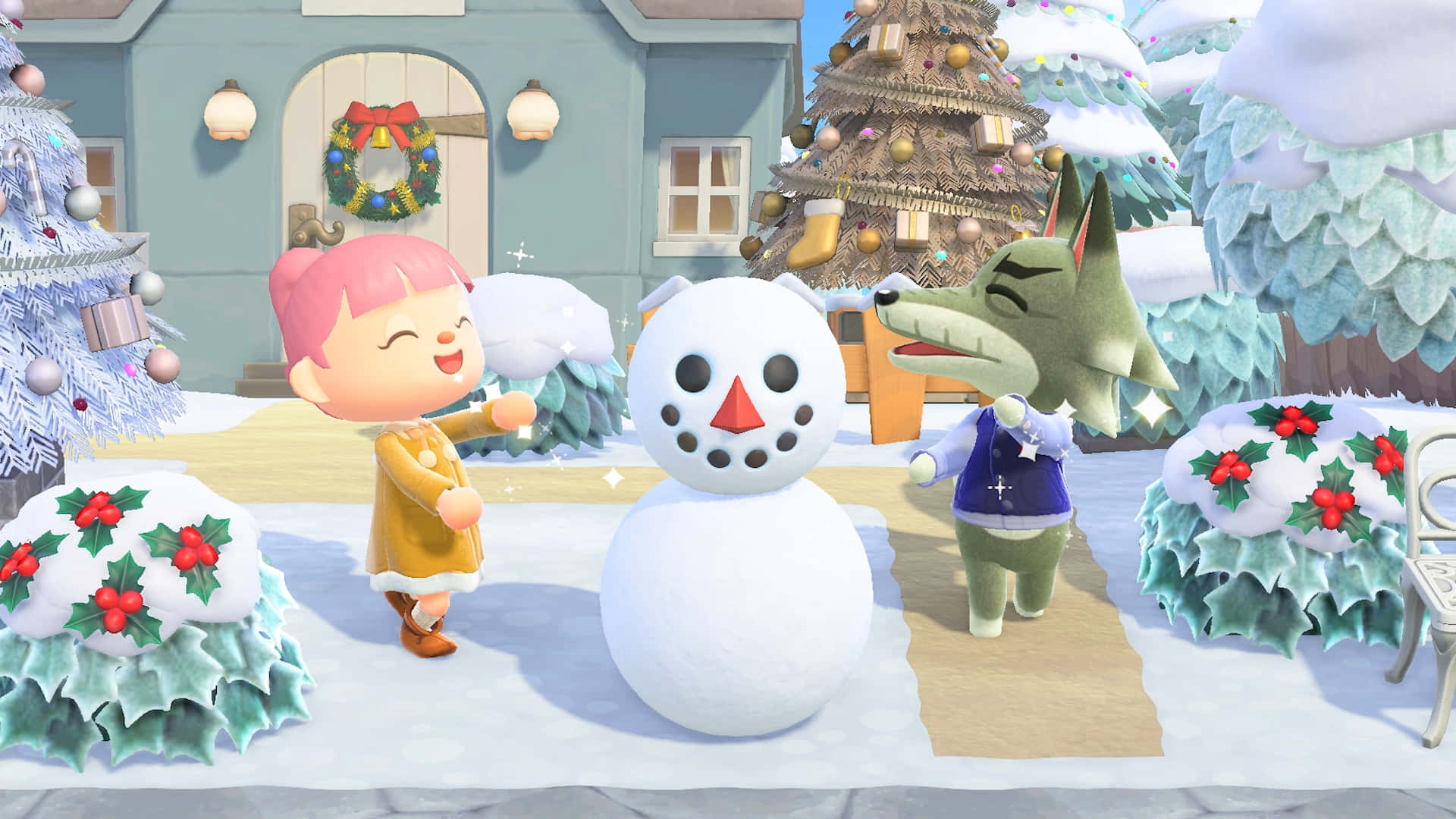 Animal Crossing Winter Dobie Background