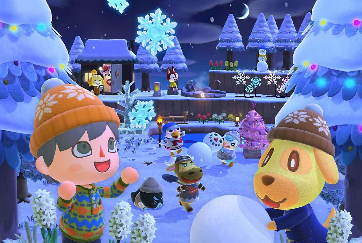 Animal Crossing Winter Holiday Background