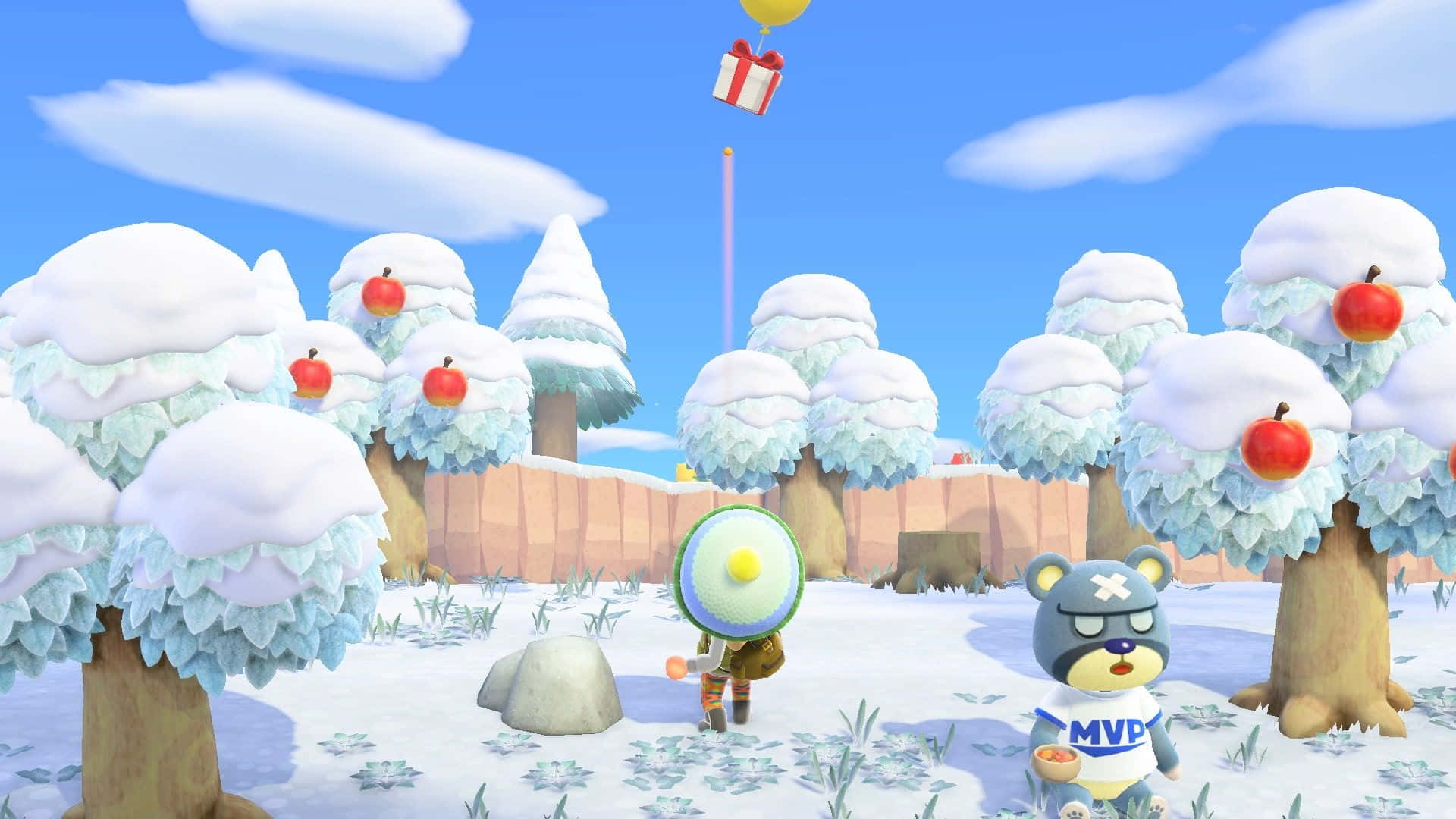 Animal Crossing Winter Snow Trees Background