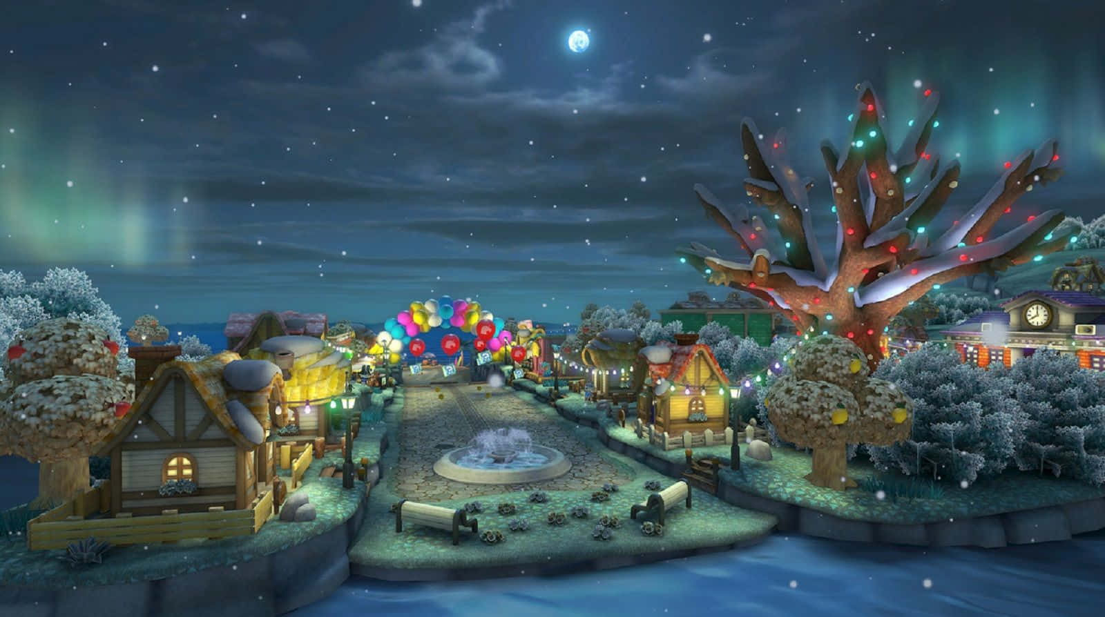 Animal Crossing Winter Village Background