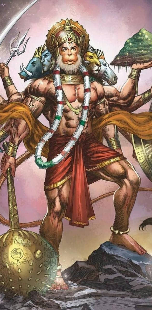 Animal Heads And Hanuman Art Background