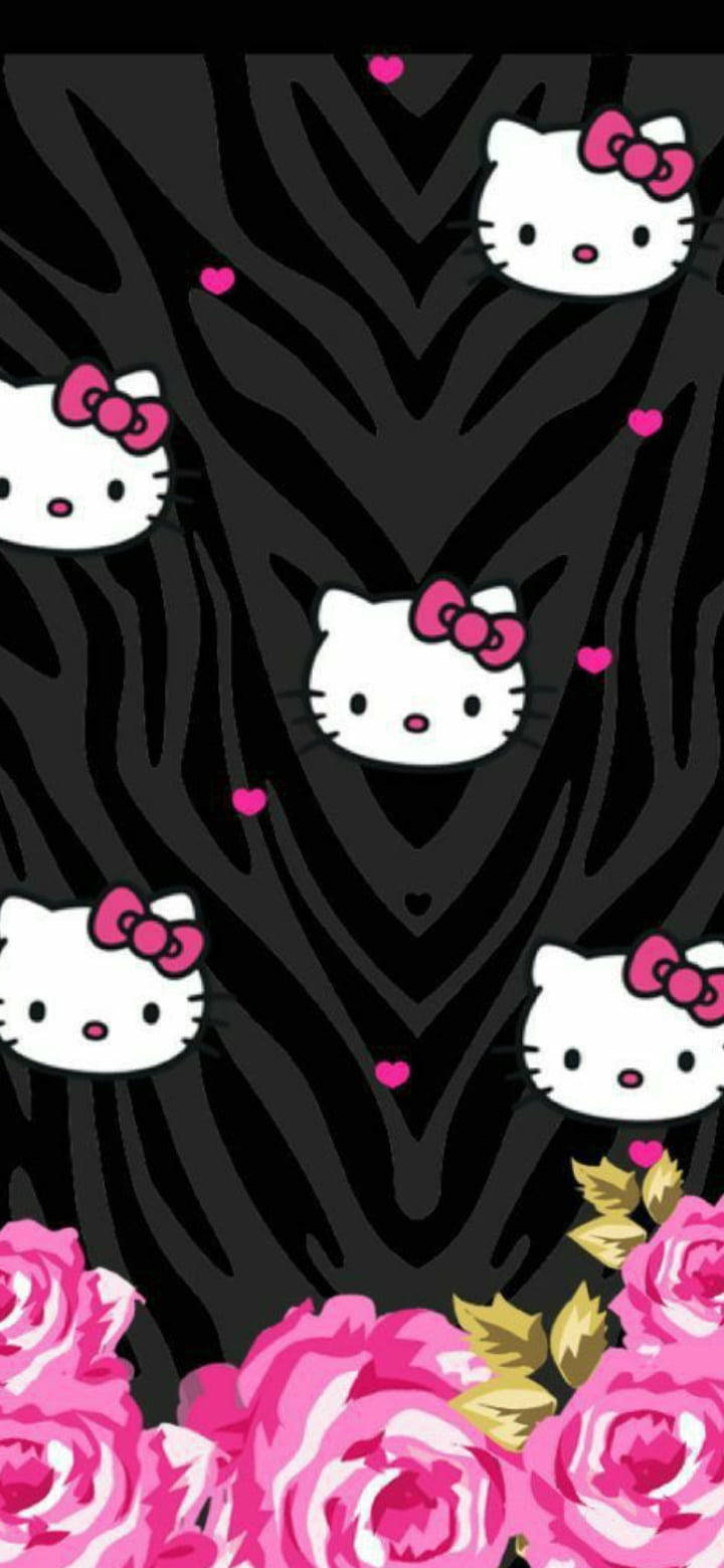 Animal Pattern In Black Hello Kitty