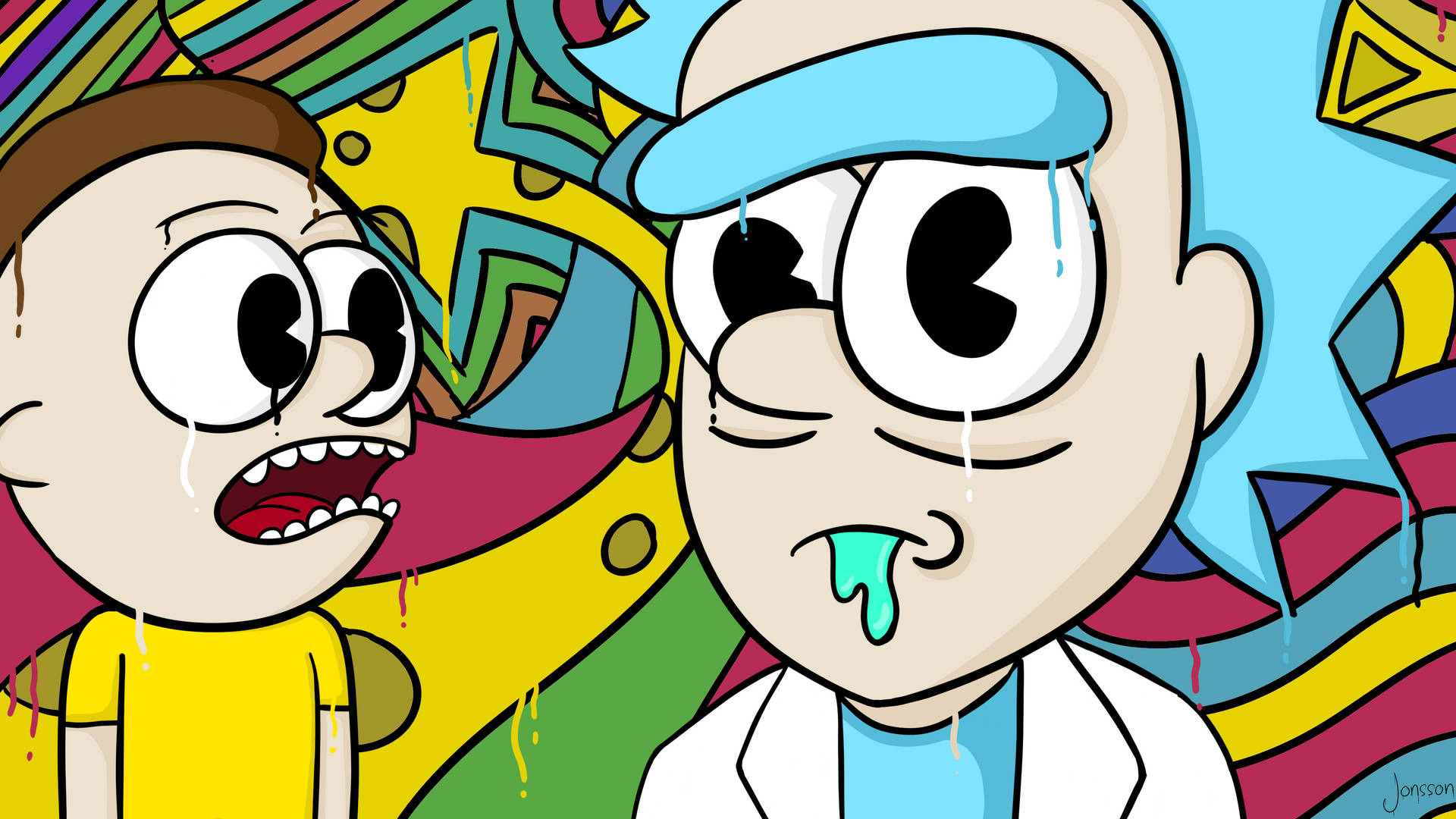 Animated Adventures Rick And Morty: Cool Doodle Art Background