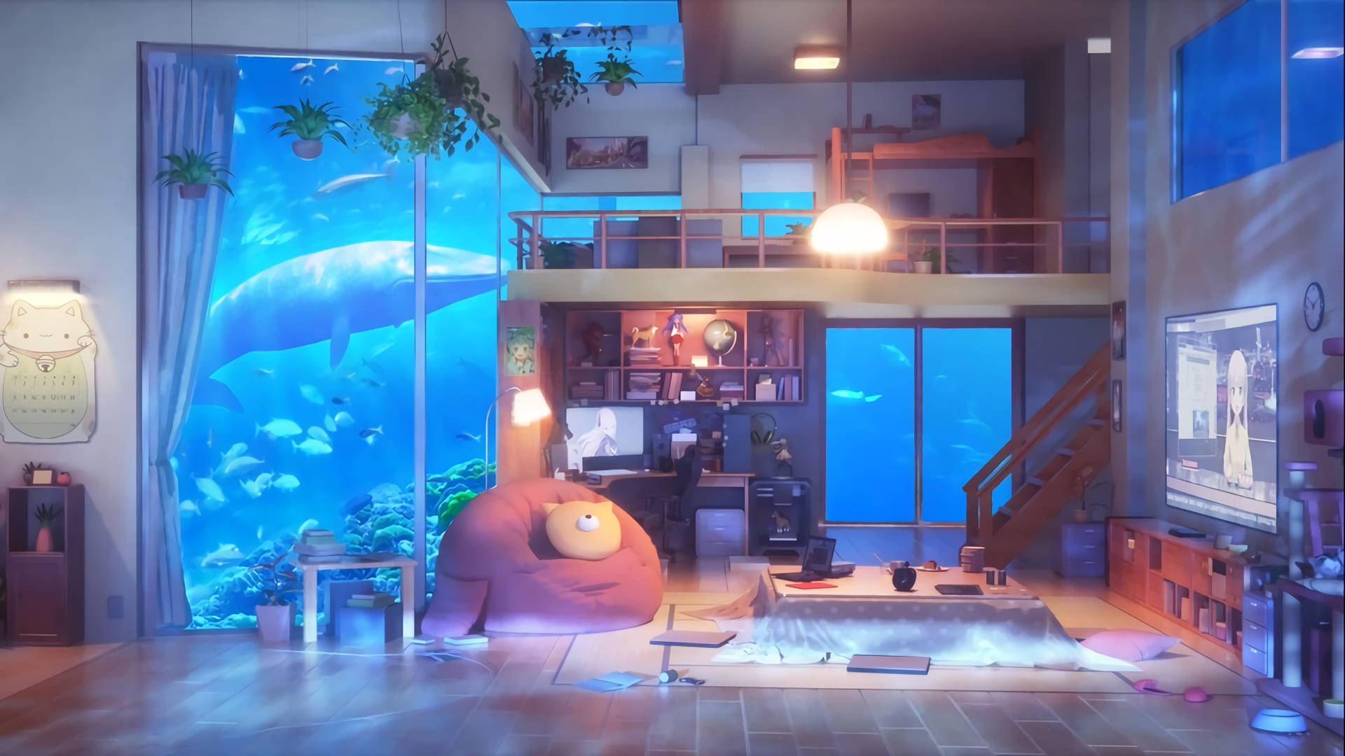 Animated Aqautic Theme Living Room Background