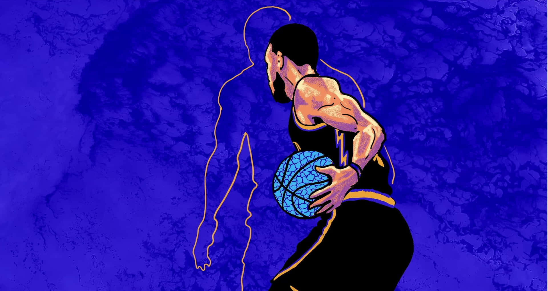 Animated Basketball Player Dribbling Background