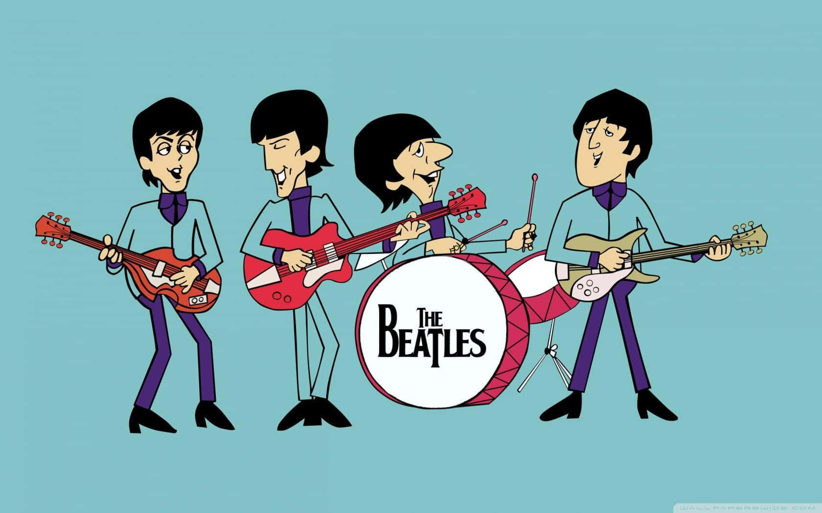 Animated_ Beatles_ Band_ Cartoon Background
