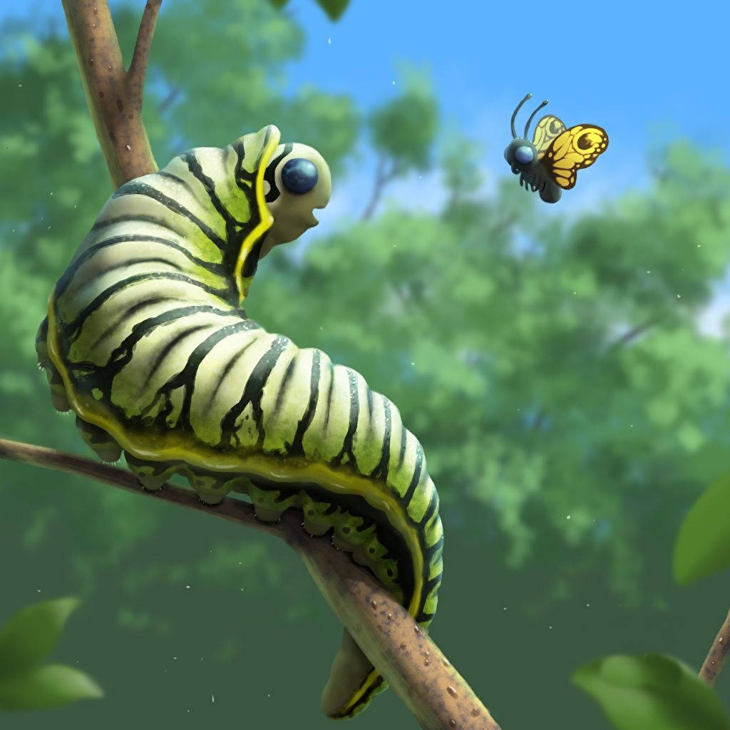Animated Butterfly And Caterpillar