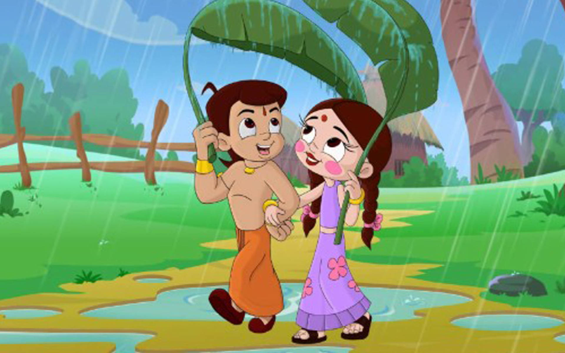 Animated Cartoon Chhota Bheem And Chutki Background