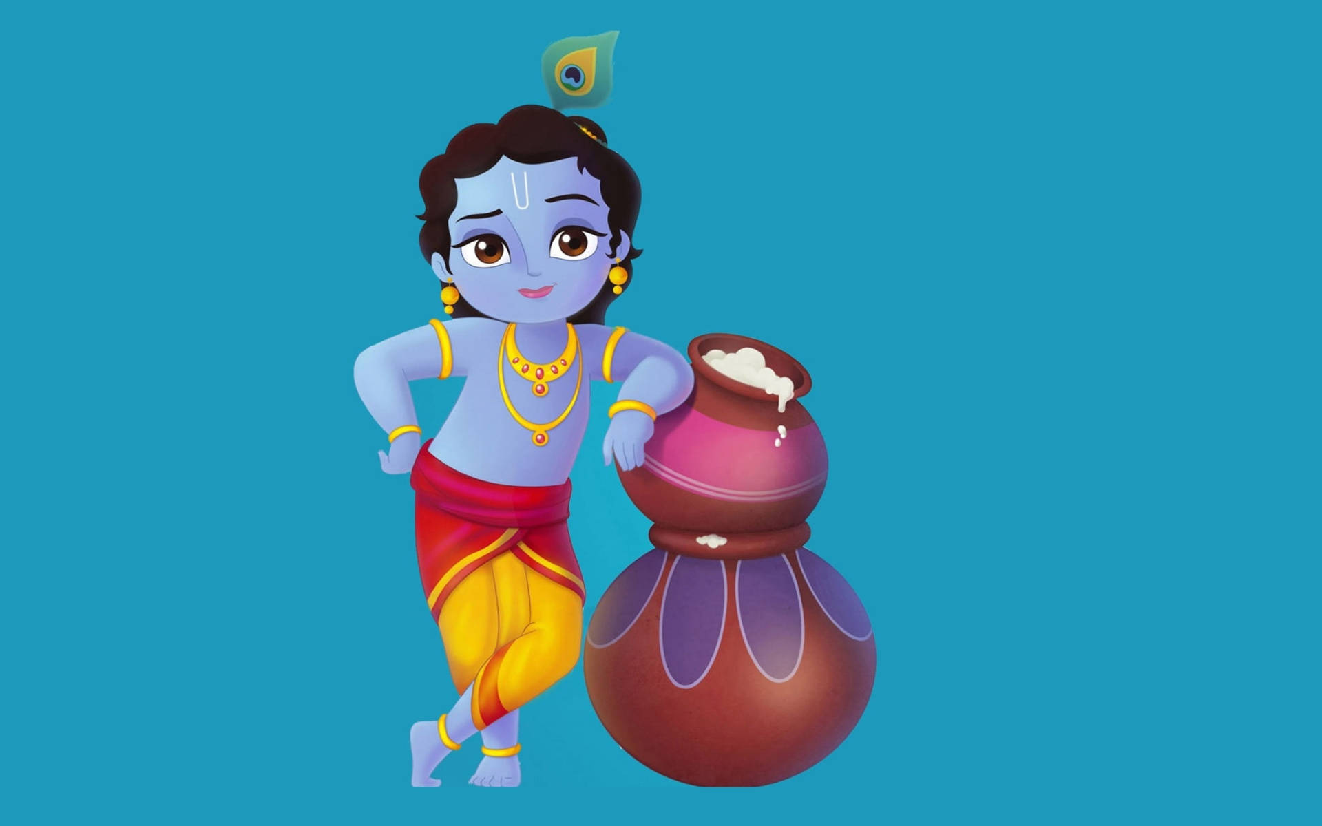 Animated Cartoon Little Krishna Background