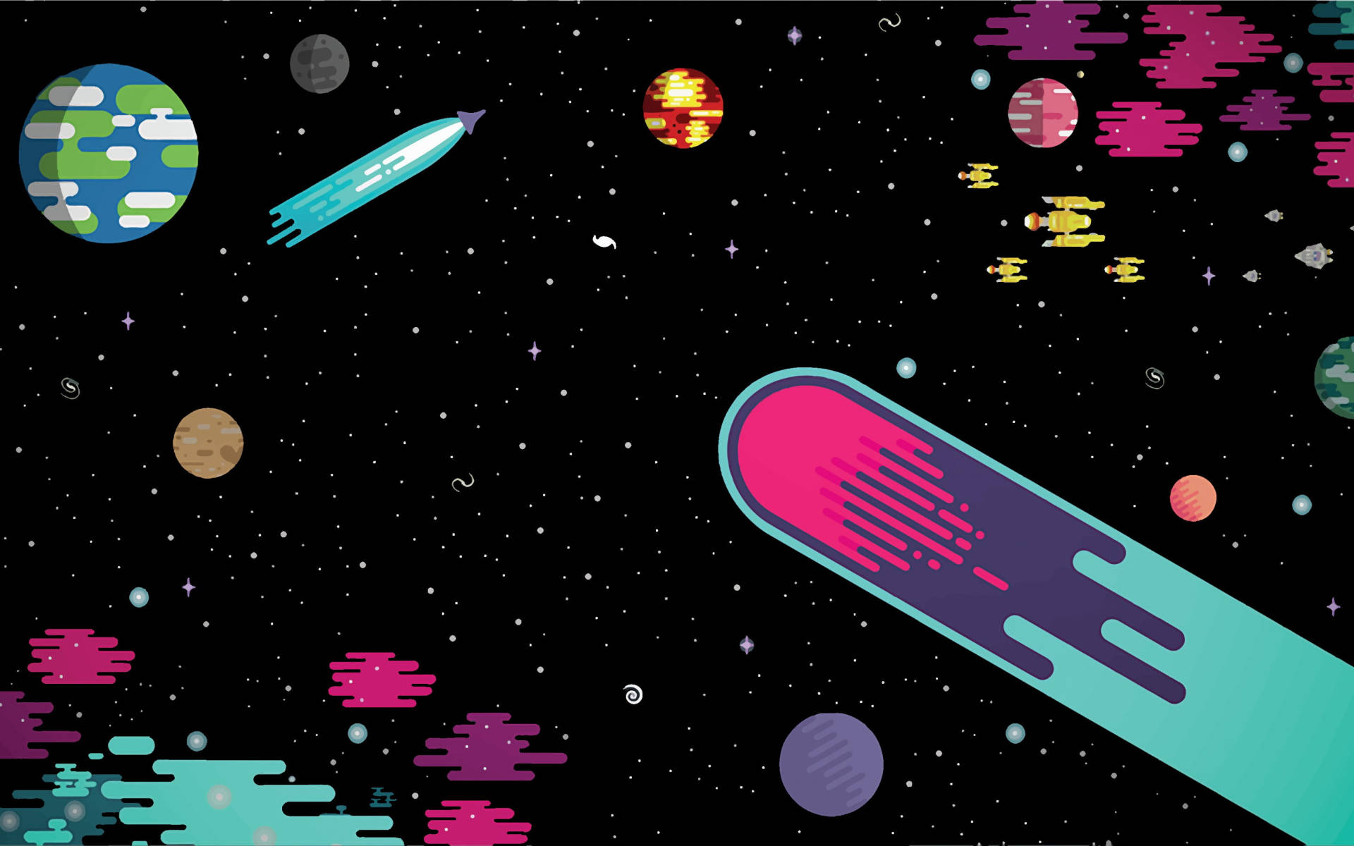 Animated Cartoon Space Background
