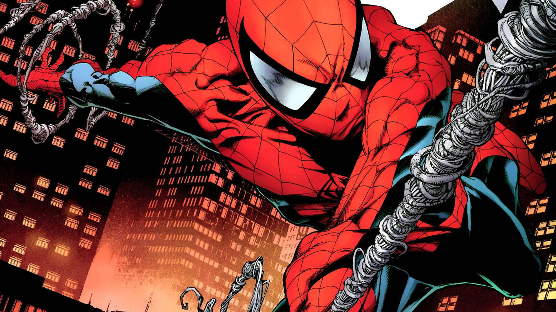 Animated Cartoon Spider-man Mid-jump Background