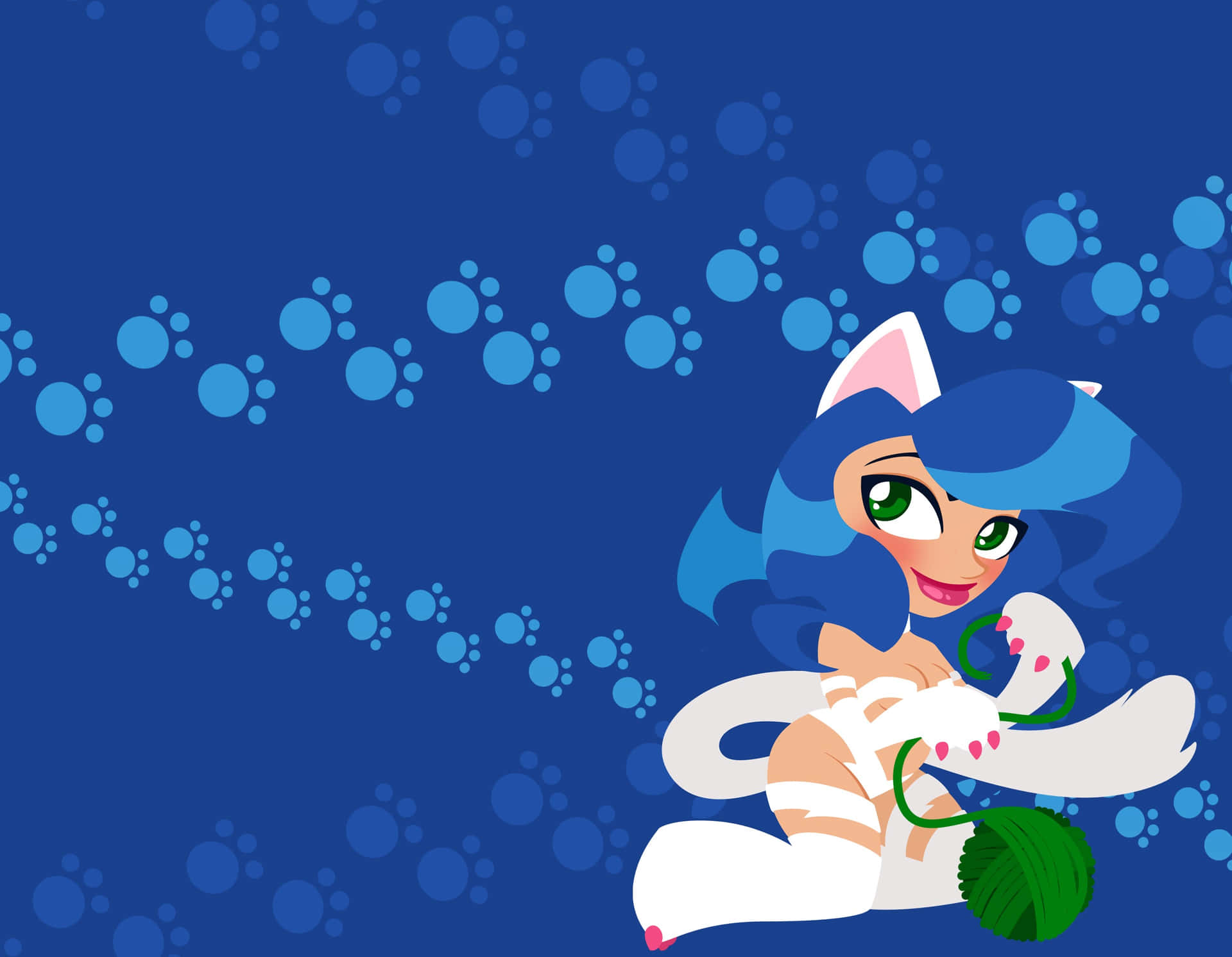 Animated Cat Girl Blue Background Background