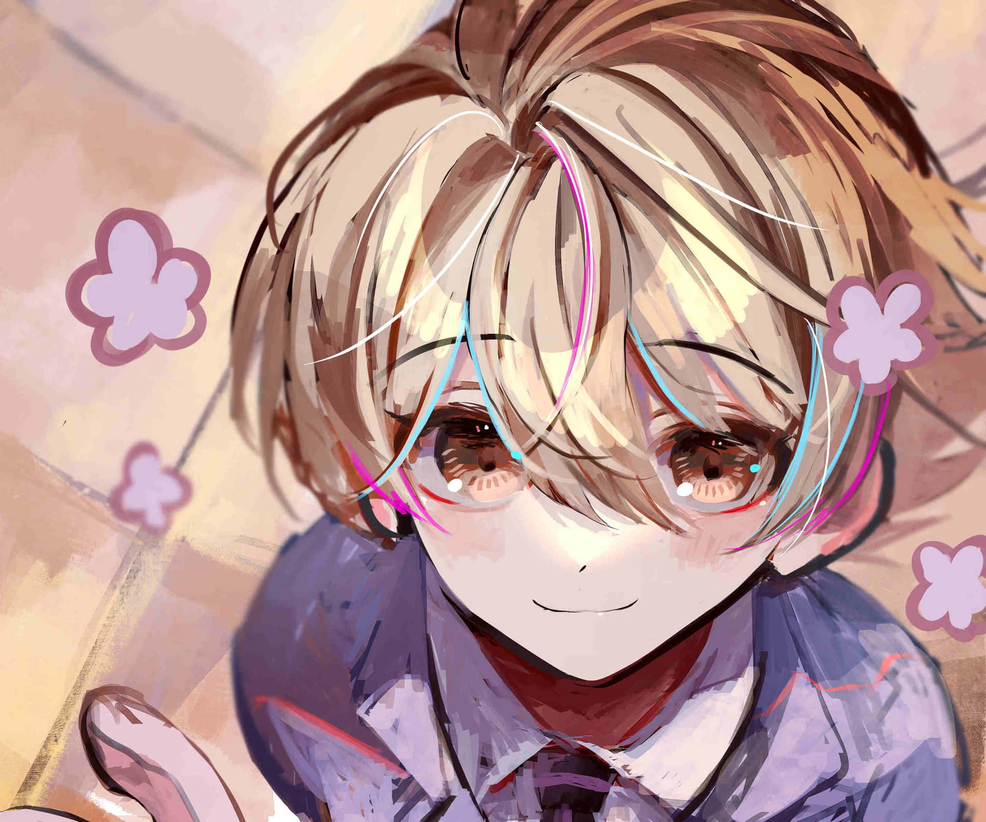 Animated Character With Flowers Background