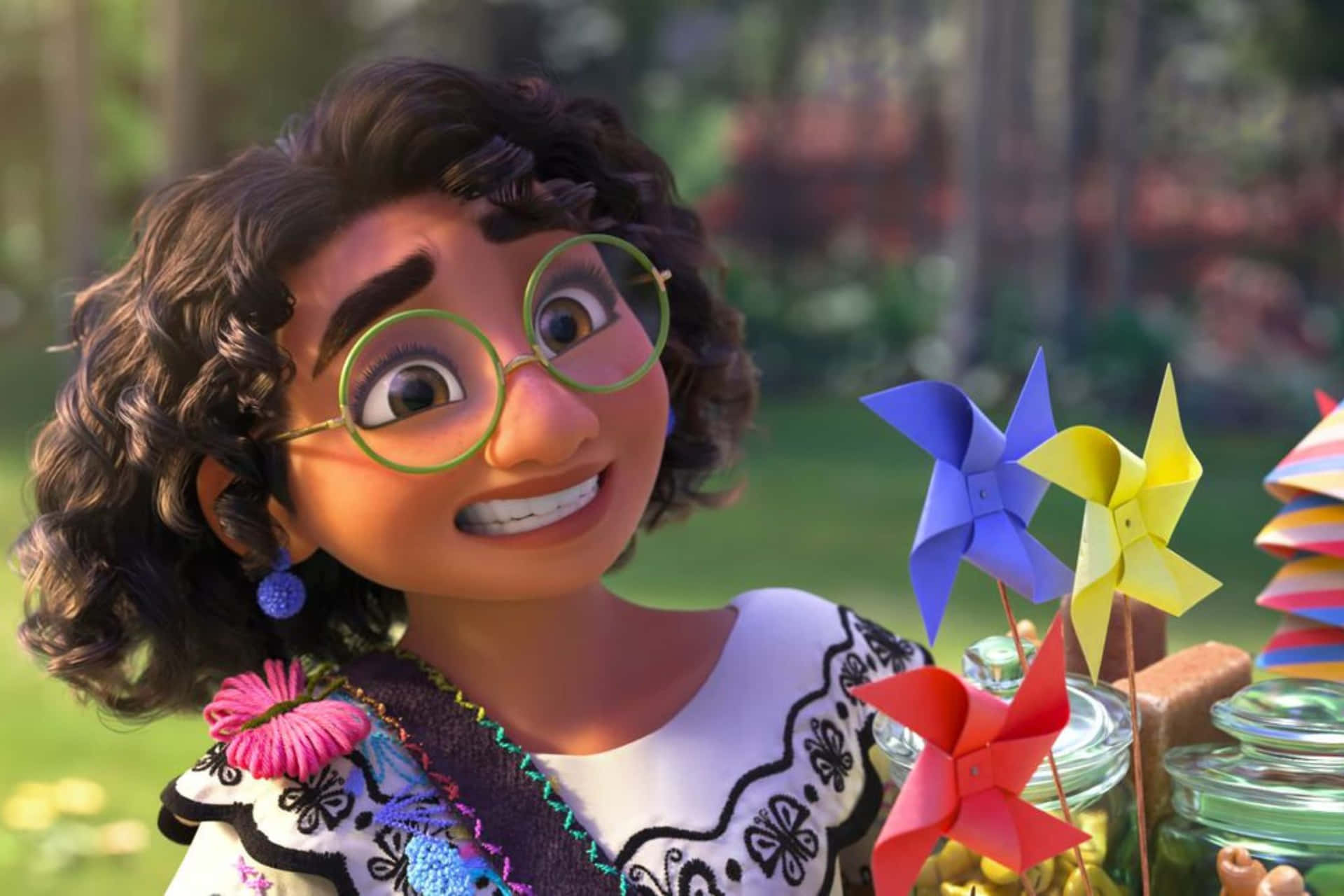 Animated Character With Pinwheels Background