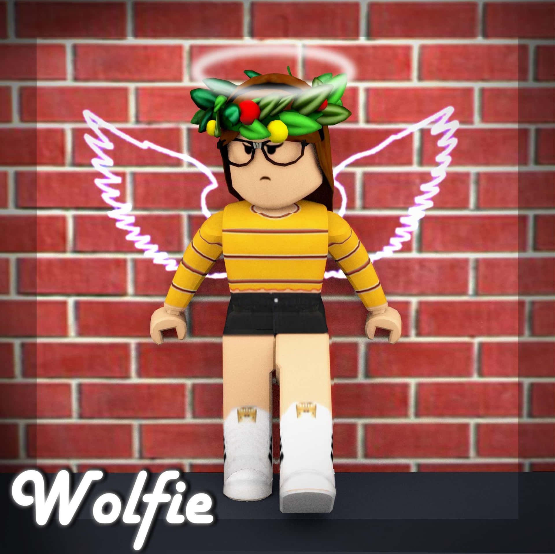 Animated Character Wolfie Against Brick Wall Background