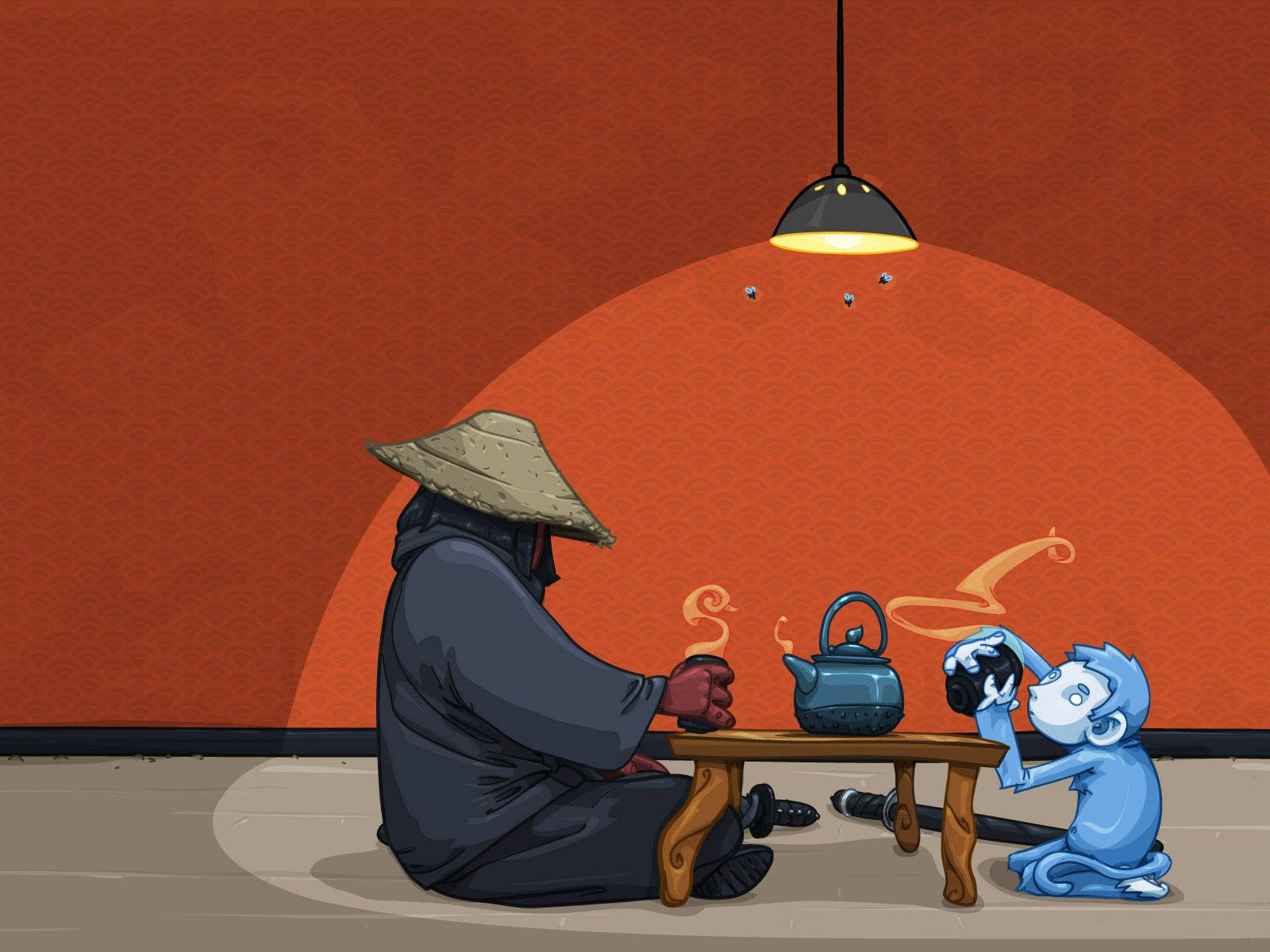 Animated Chinese Man Tea Party Background