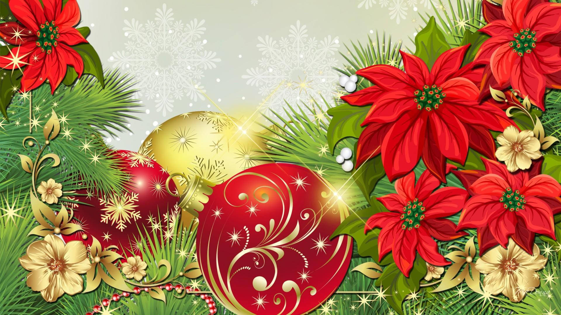 Animated Christmas Poinsettia Background