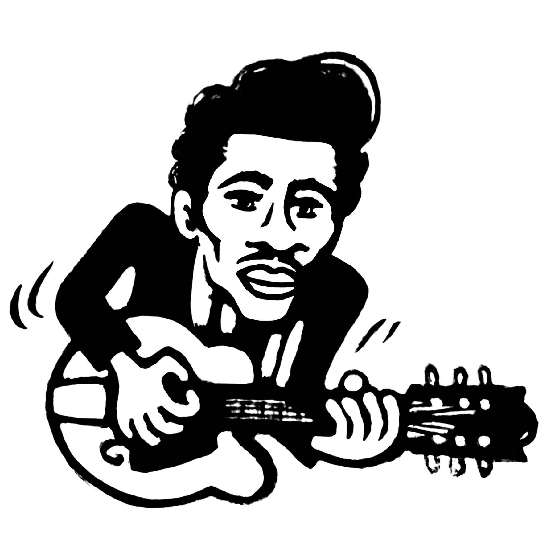 Animated Chuck Berry Playing Guitar Background