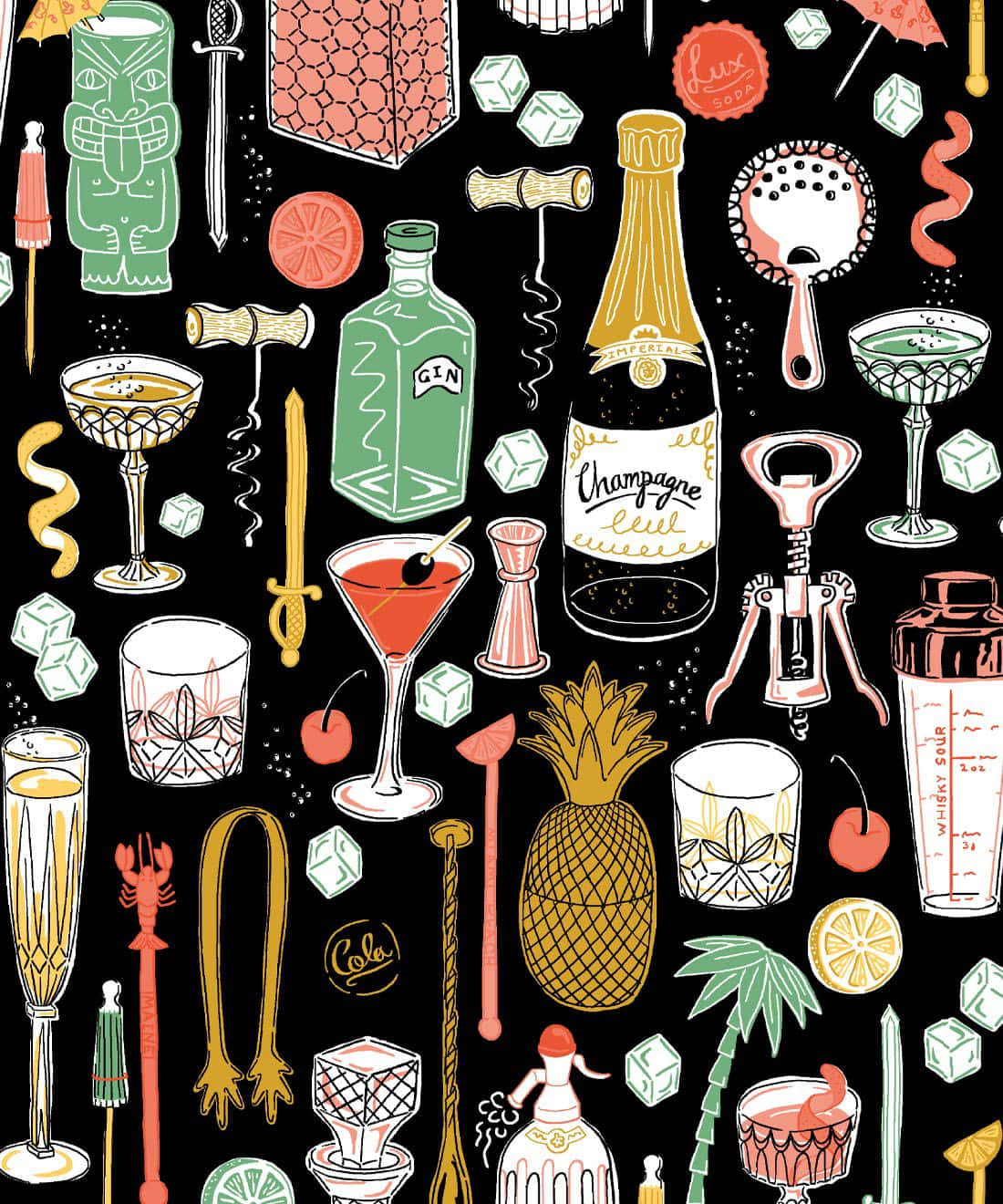 Animated Cocktail And Equipment Background