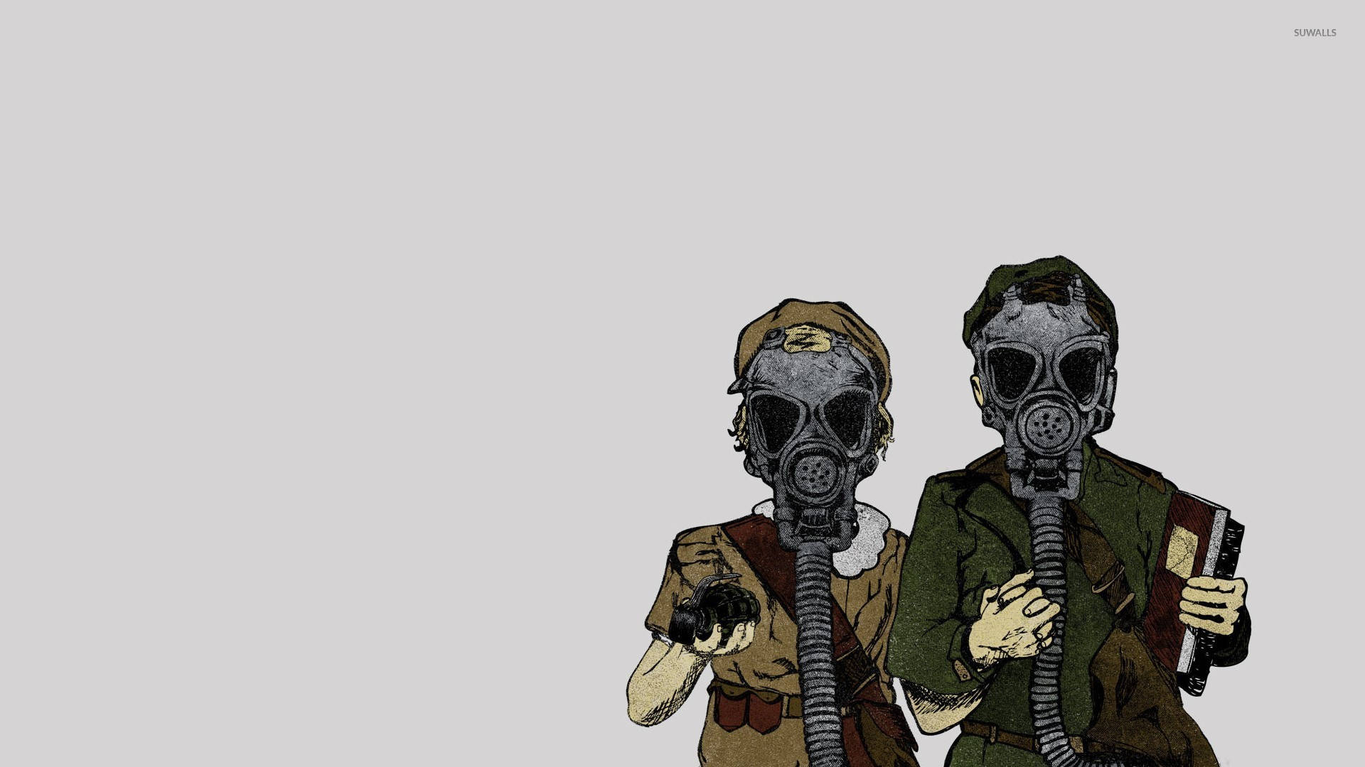 Animated Couple In Gas Mask Background