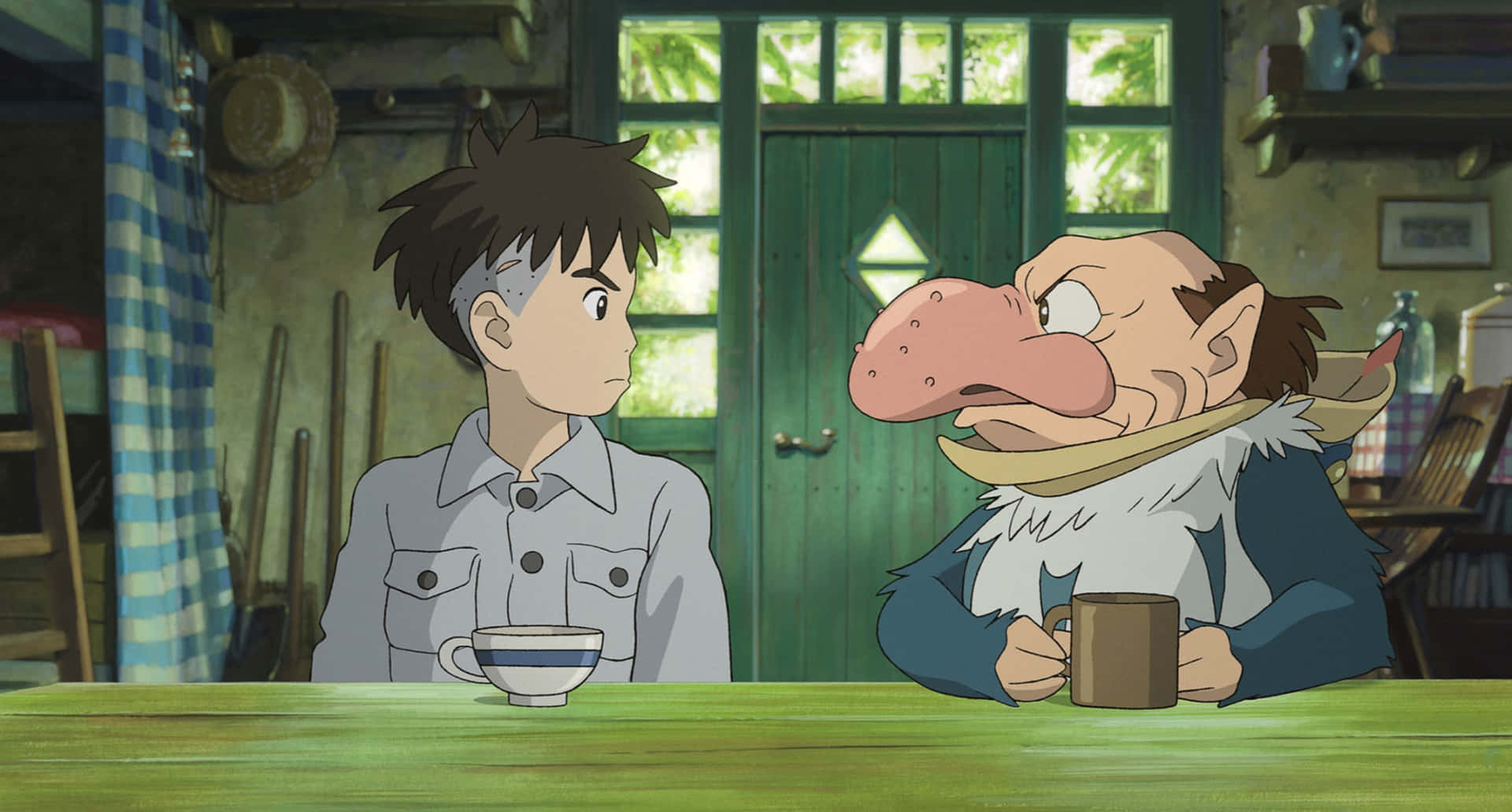 Animated Dialogueat Rustic Table Background