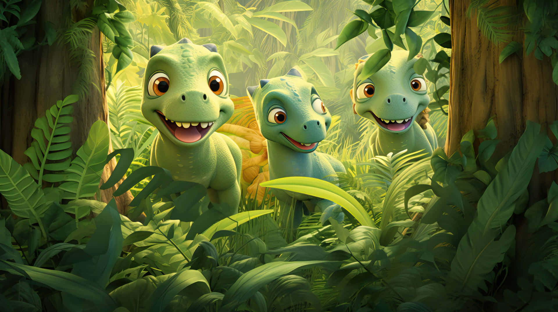 Animated Dinosaur Trioin Jungle Background