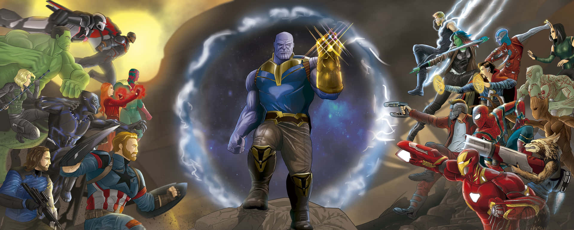 Animated Dope Avengers Thanos With Gauntlet