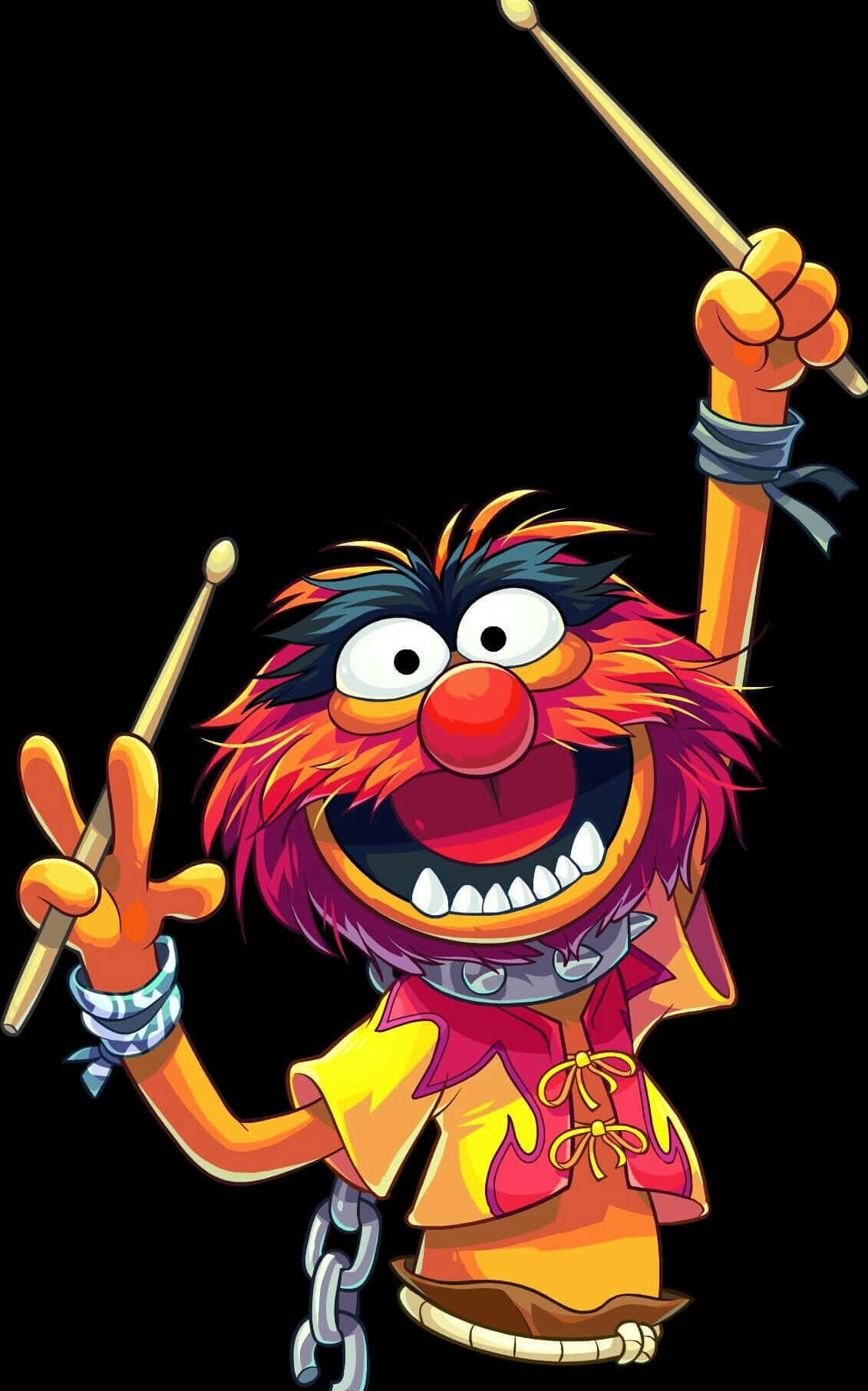 Animated Drummer Muppet Character Background