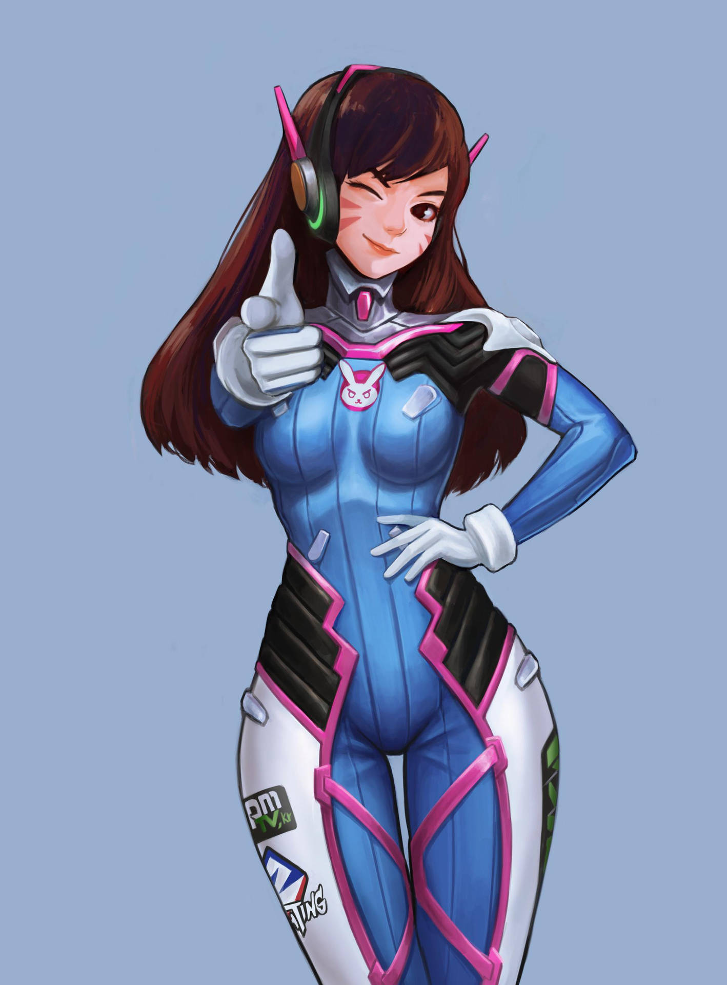Animated Dva In Blue Background