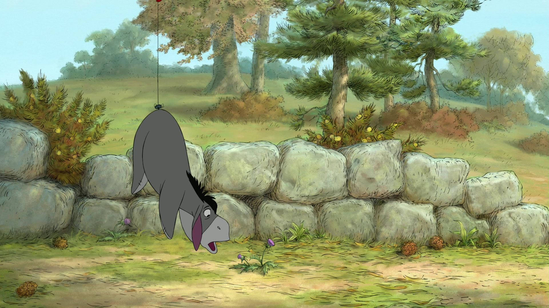 Animated Eeyore Blissfully Soaring In The Sky Background