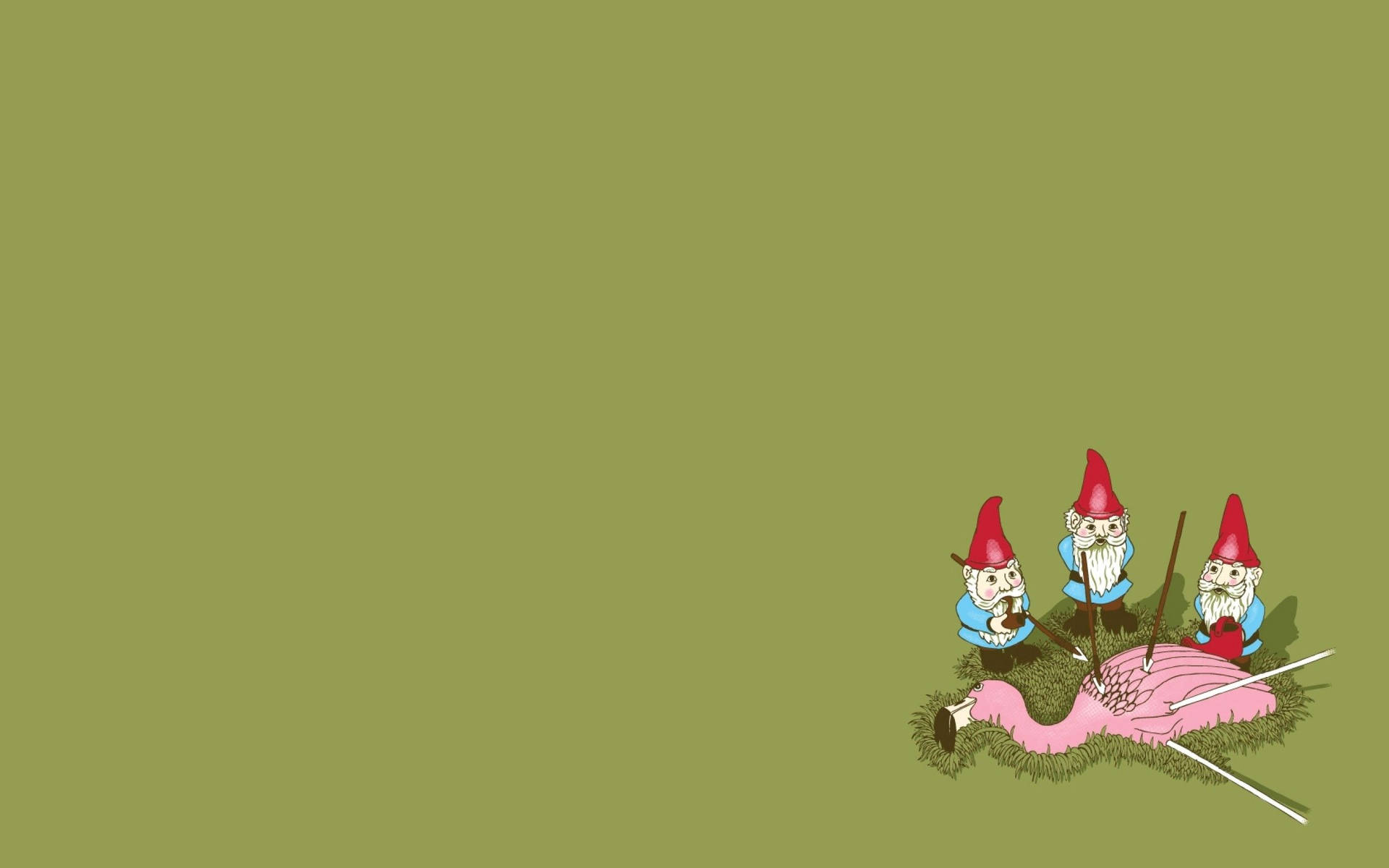Animated Flamingo And Gnomes Background