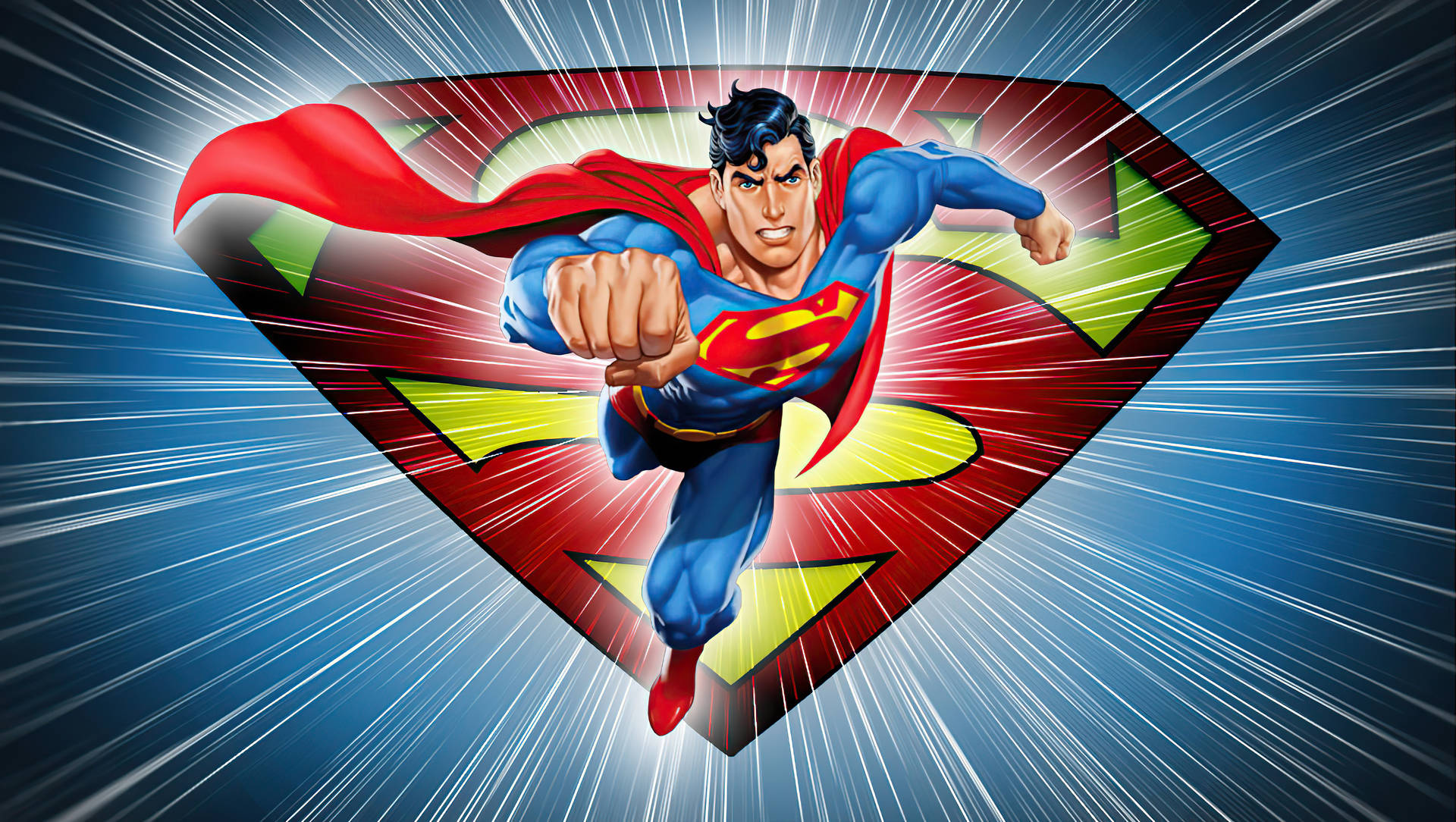 Animated Flying Superman Logo Desktop Background