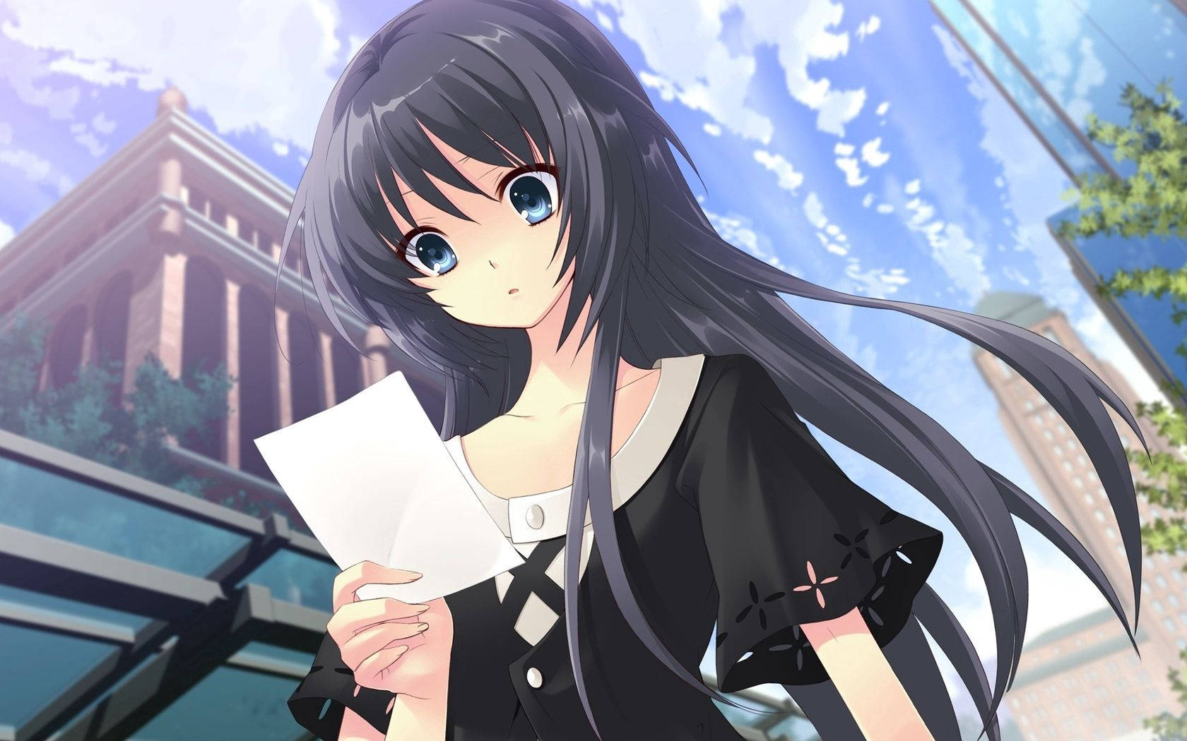 Animated Girl Reading A Note Background