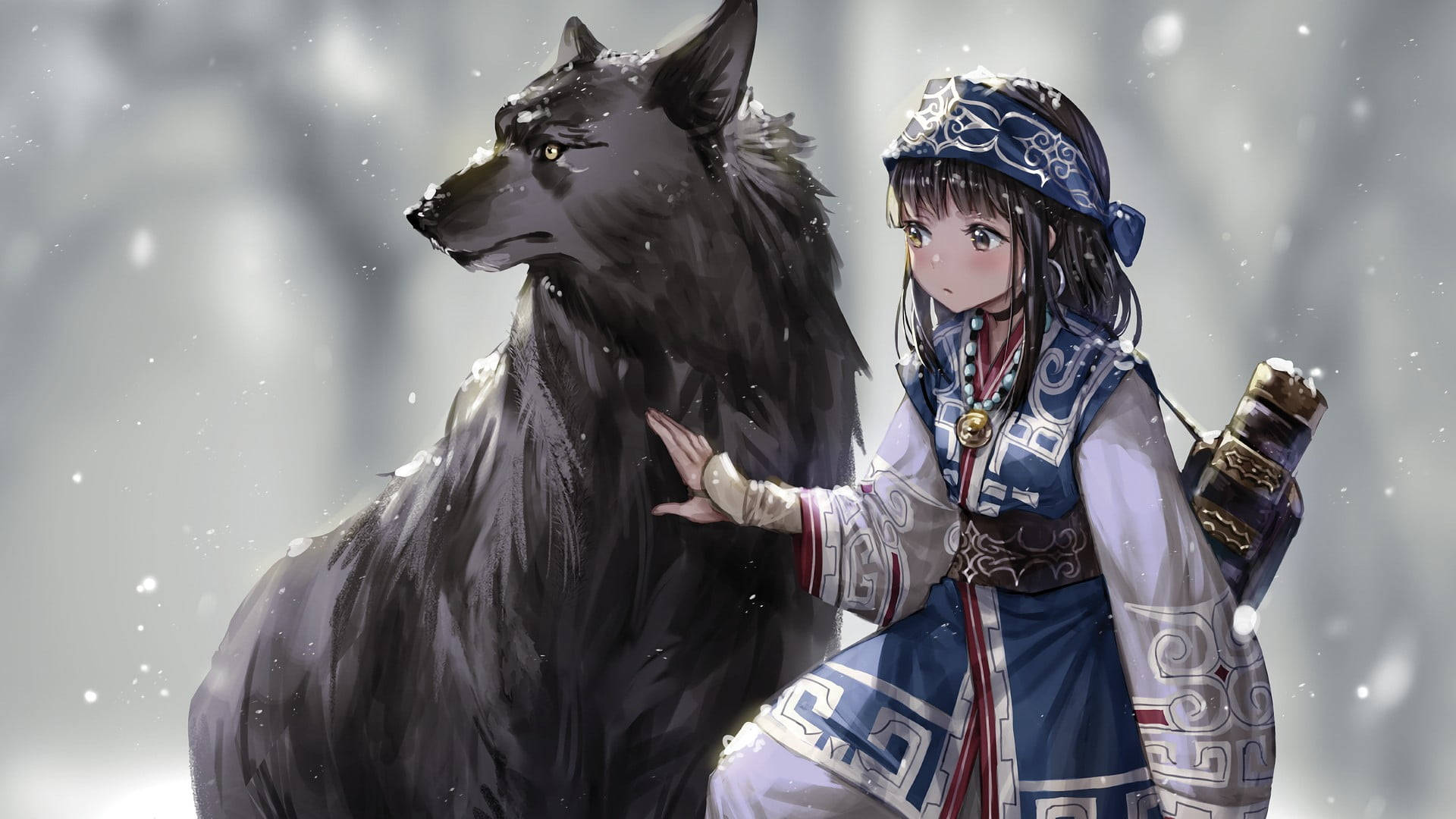 Animated Girl Wolf Background