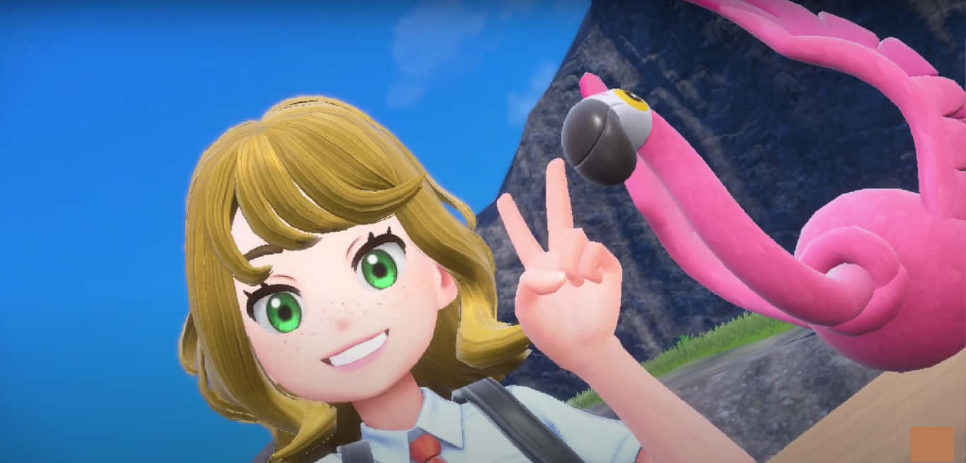 Animated Girland Flamingo Peace Sign Background