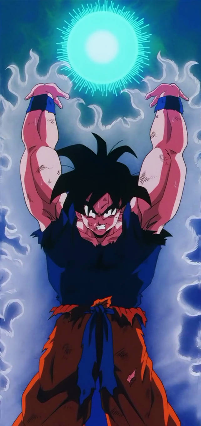 Animated Goku With Spirit Bomb Background