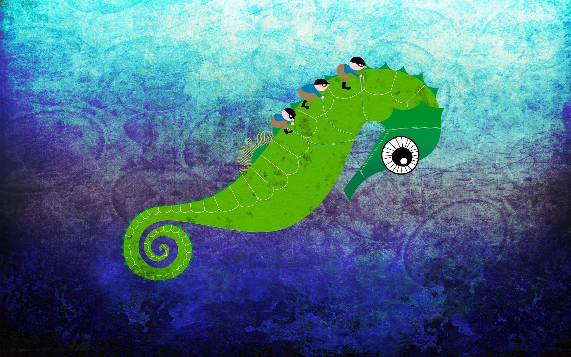 Animated Green Seahorse Background