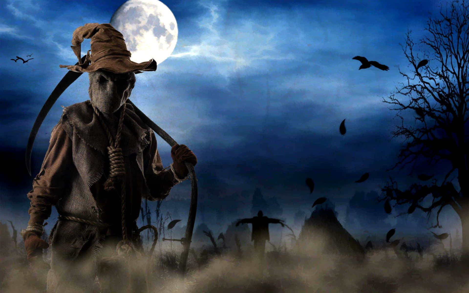Animated Halloween Scarecrow Background