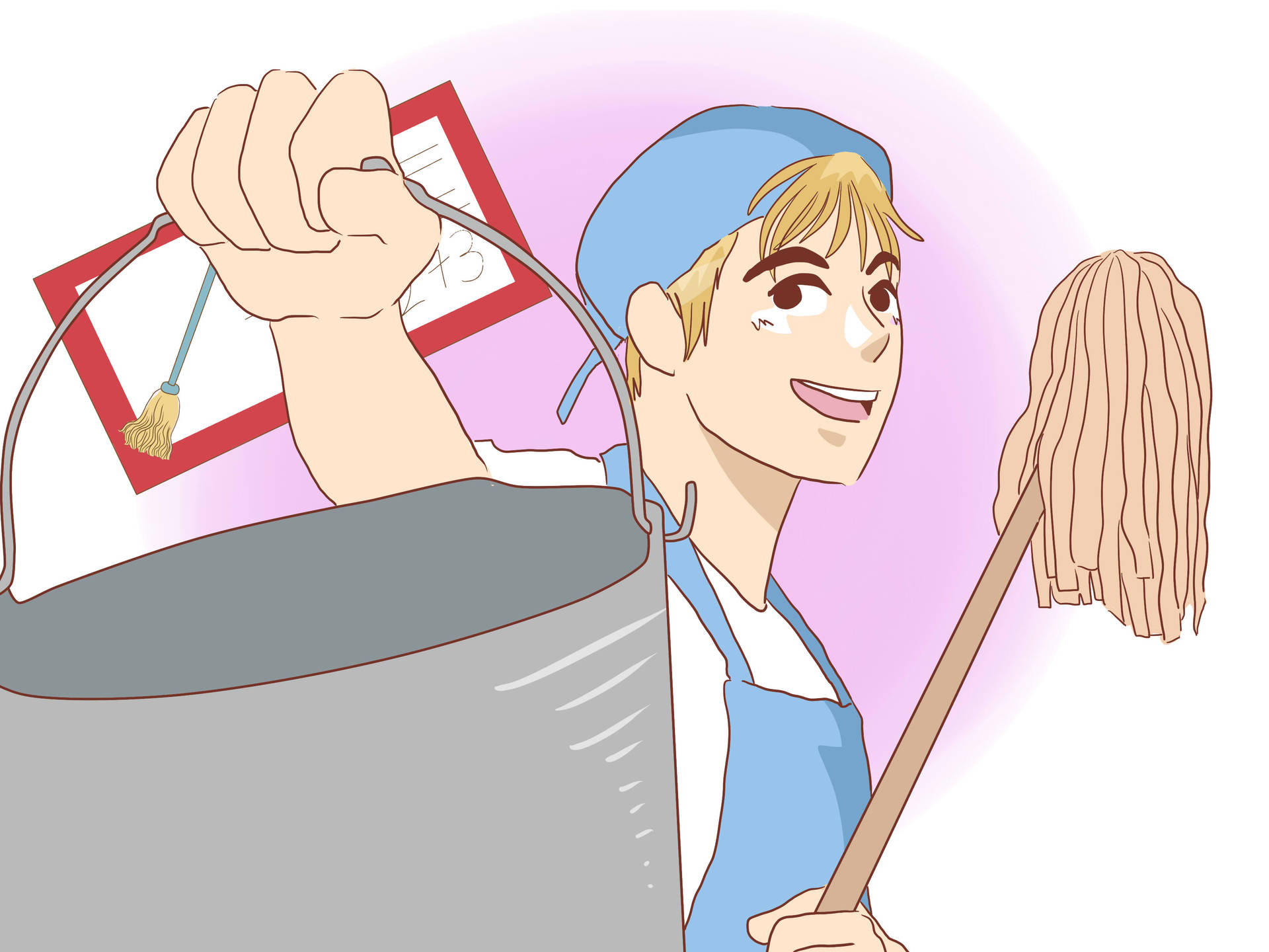 Animated House Cleaning Man Background