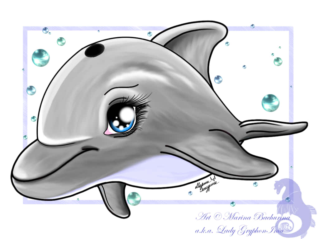 Animated Illustration Cute Dolphin