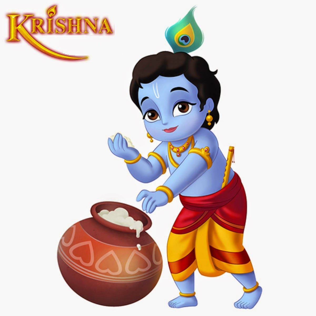 Animated Krishna Flexing His Food Background