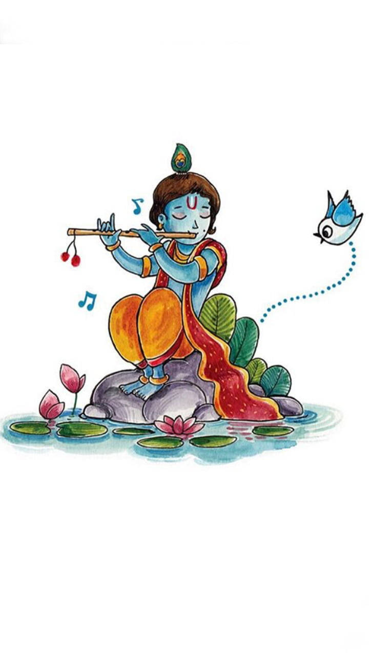 Animated Krishna Loves Music Background