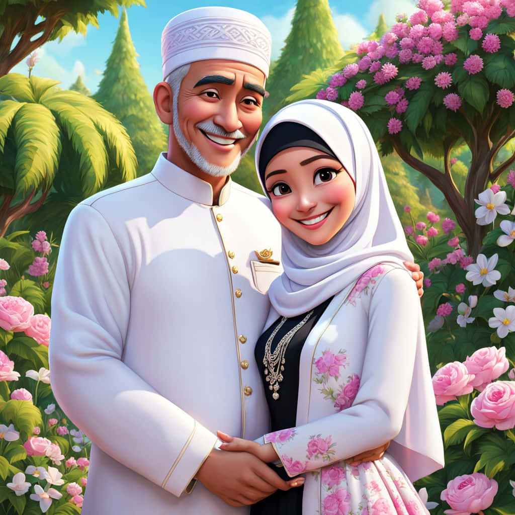 Animated_ Muslim_ Couple_ Smiling