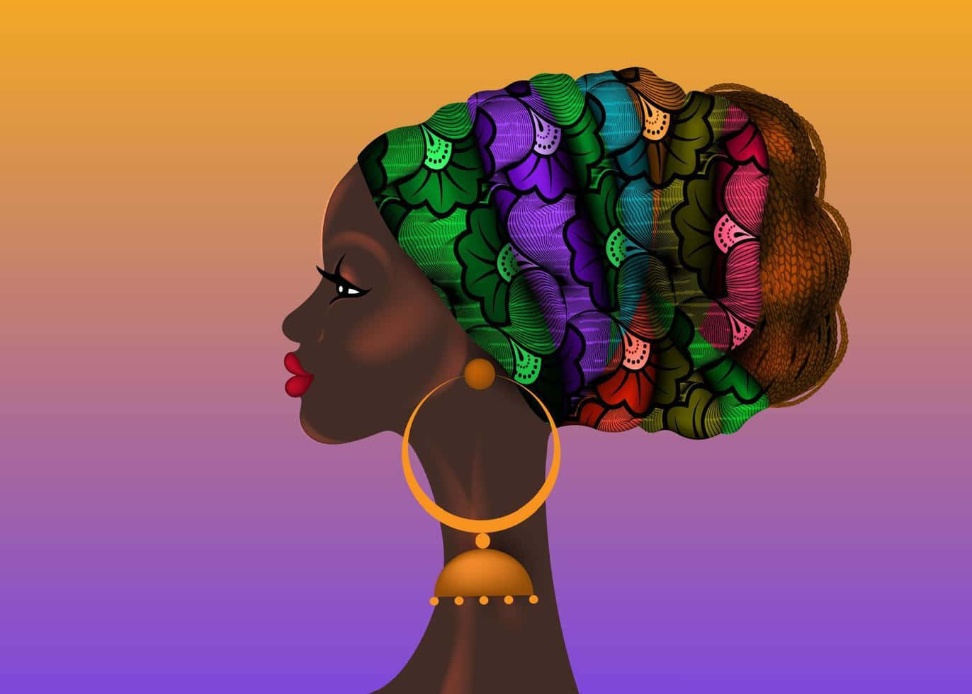 Animated Nigerian Woman Floral Gele