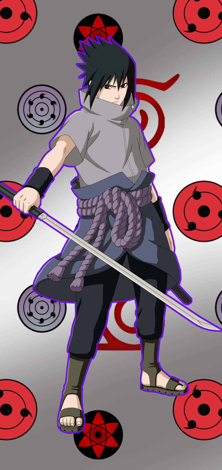 Animated Ninja Warrior Sasukewith Sword Background