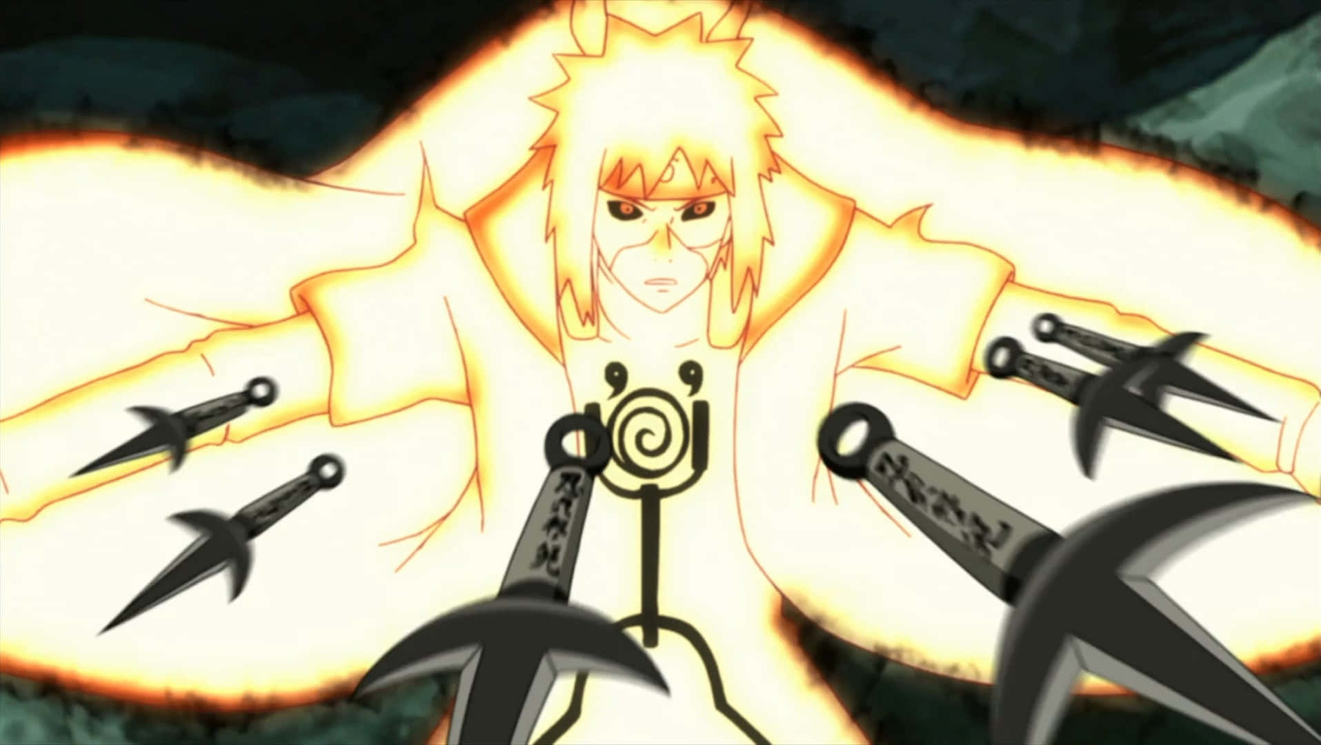 Animated Ninjawith Kunai Weapons Background