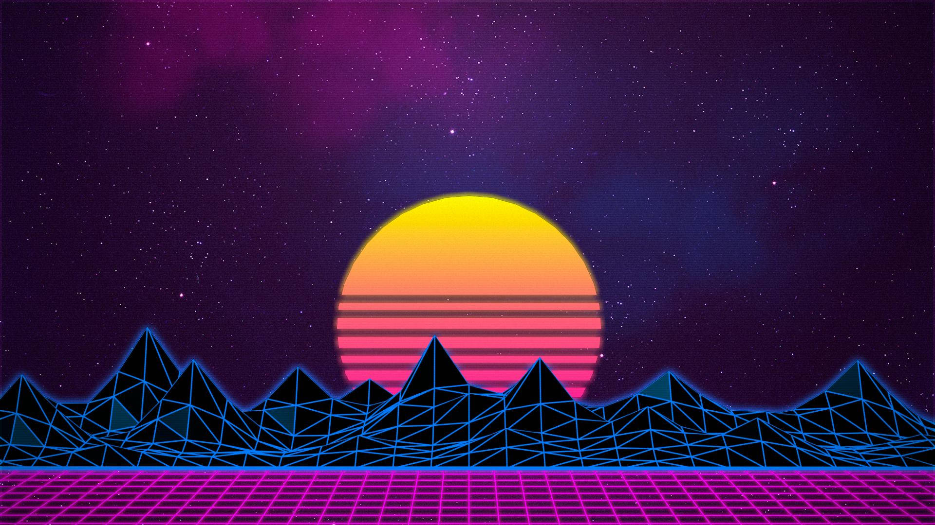 Animated Outrun Collage Background