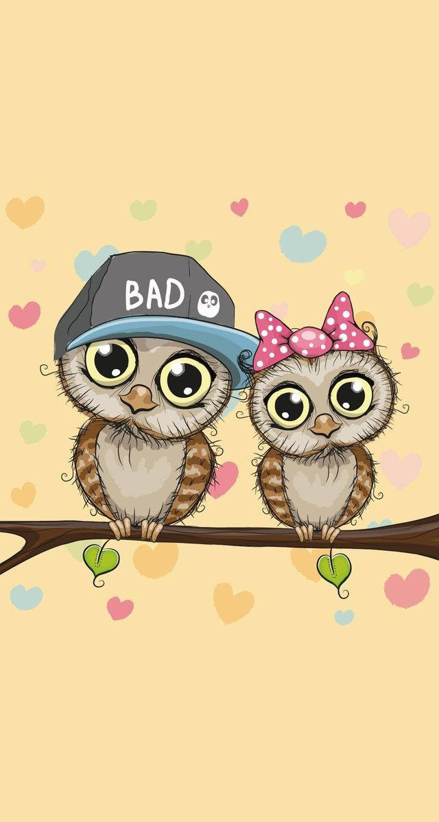 Animated Owl Love Birds Background